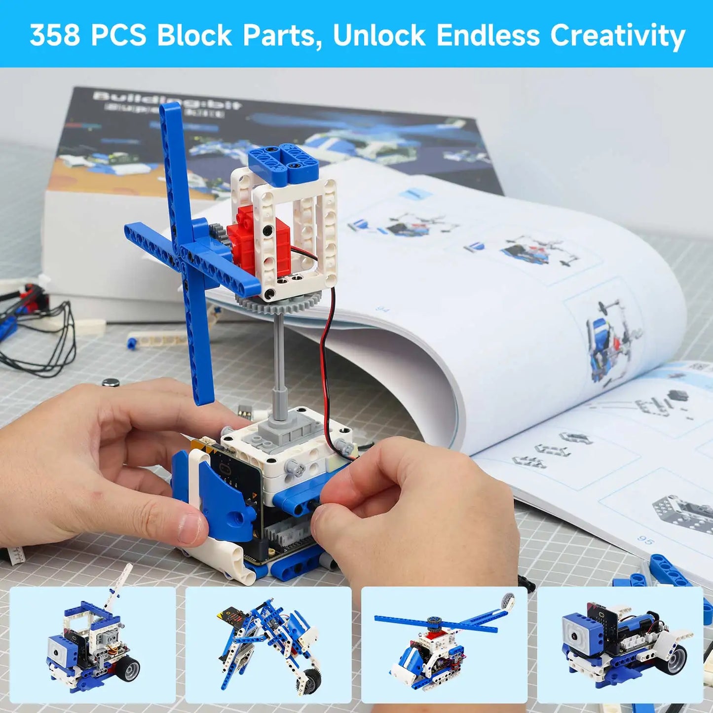 Yahboom Robot Kit Programmable 16 in 1 Building Block Kit Support Python And Makecode Programming Kids Coding for Microbit V2 V1