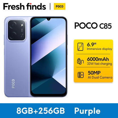 【World Premiere】POCO C85 Global Version Smartphone 128/256GB Helio G81-Ultra 6000mAh battery 6.9" display 50MP Camera 33W NFC