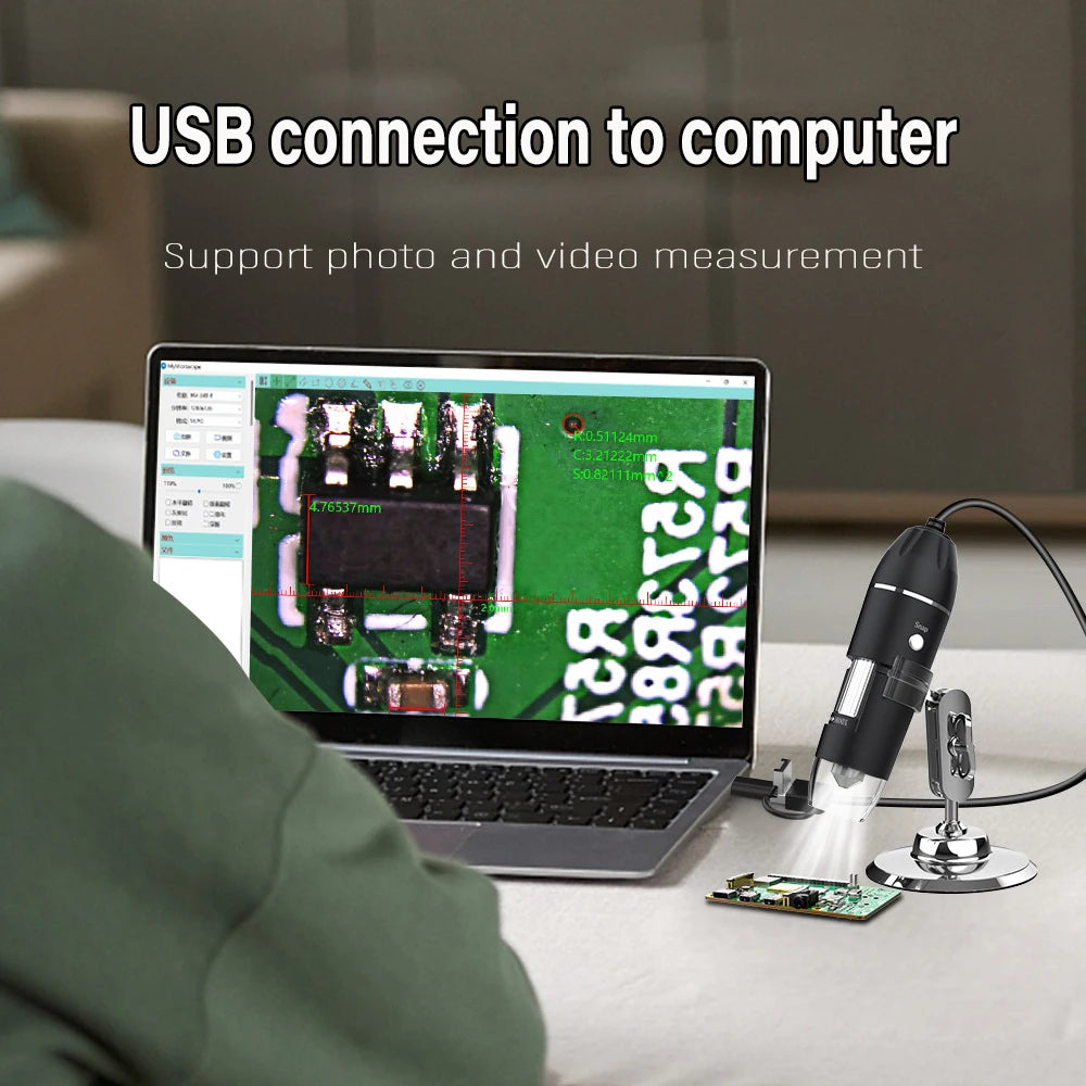 1600X 3in 1 Digital Microscope Camera with 8LEDs Portable Electronic Microscope For Soldering Cell Phone Repair LED Magnifier