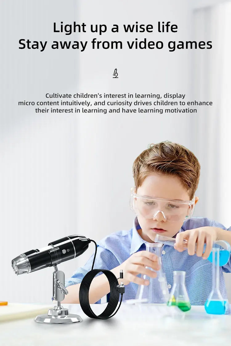 1600X 3in 1 Digital Microscope Camera Portable Electronic Microscope For Soldering LED Magnifier Type-C USB Charge Magnifier