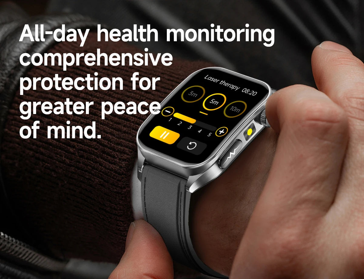 2026 New 650nm Laser Therapy Health Smartwatch Men ECG Blood Pressure Lipid Uric Acid Bluetooth Call Smart Watch For Android IOS