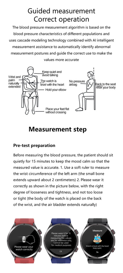 2026 New Upgrade Air Pump Blood Pressure Accurate Measure SmartWatch ECG Micro Physical Examination NFC Airbag Smart Watches Man