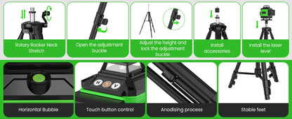 16 Lines 4D Laser Level Green Line SelfLeveling 360 Horizontal & Vertical power Laser level Professional Construction Tools