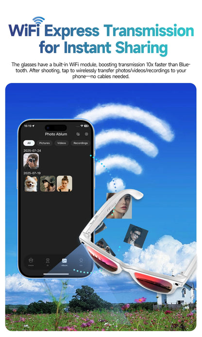 World Premiere 2026 New AI Shooting Glasses 4K HD 800W Pixels Camera Bluetooth Call Voice Assistant AI Translation Smart Glasses