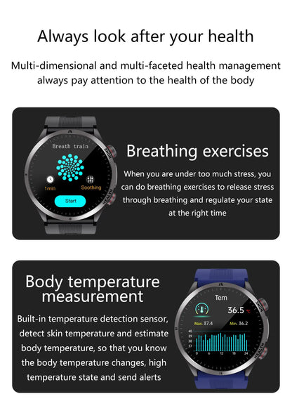 2026 New Upgrade Air Pump Blood Pressure Accurate Measure SmartWatch ECG Micro Physical Examination NFC Airbag Smart Watches Man