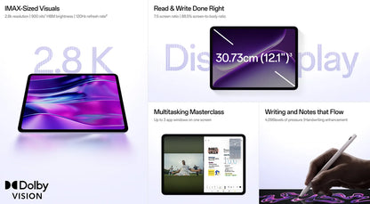 World Premiere OnePlus Pad Go 2 Global Version Tablet 12.1" 2.8K 120Hz Display 10050mAh Battery MediaTek Dimensity 7300-Ultra
