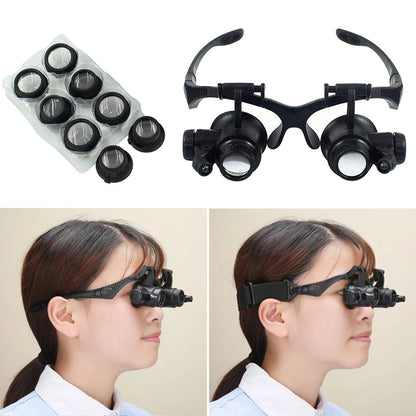10X/15X/20X/25X LED Magnifier Glasses Magnifying Headband Eyewear for Reading Jewelers Watchmaker Repair Tools Magnifying Glass