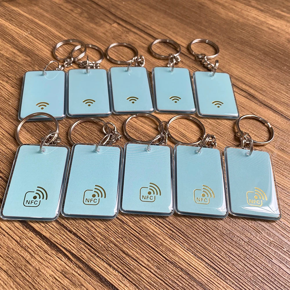 10PCS Epoxy NFC NFC213 Key Tag ISO14443A 13.56MHz RFID NFC Smart Cards Keychain for Sharing Social Media Contact Key tag