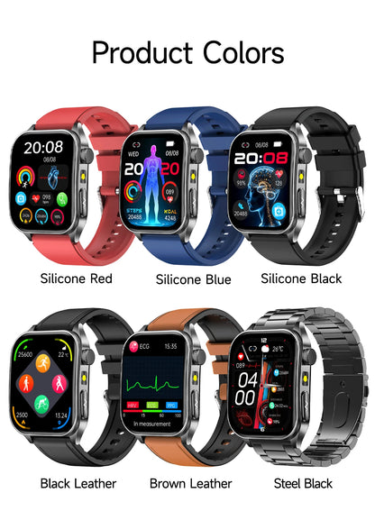 2026 New 650nm Laser Therapy Health Smartwatch Men ECG Blood Pressure Lipid Uric Acid Bluetooth Call Smart Watch For Android IOS