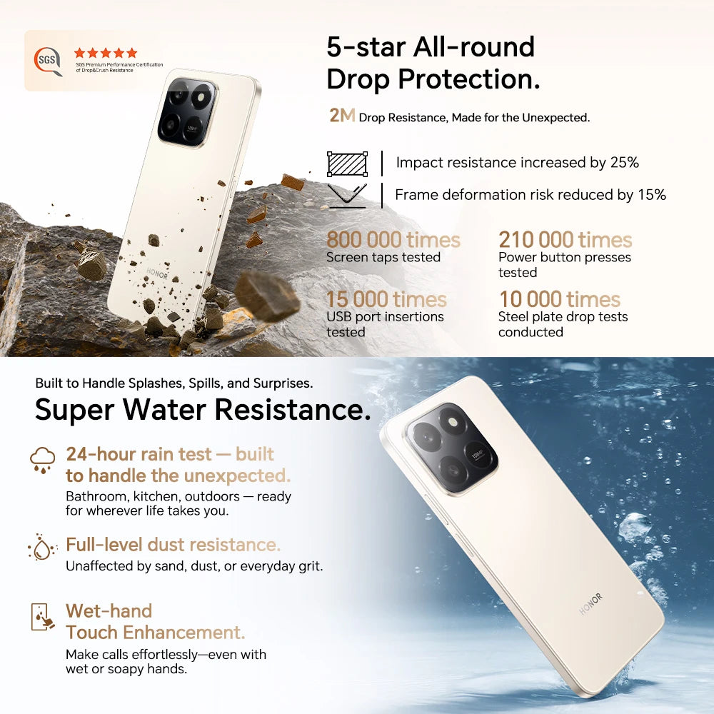 2025 New HONOR X7d 5G Smartphone Snapdragon 6s Gen 3 6.77'' TFT LCD Screen AI camera 6500mAh Supports 35W fast charging IP65