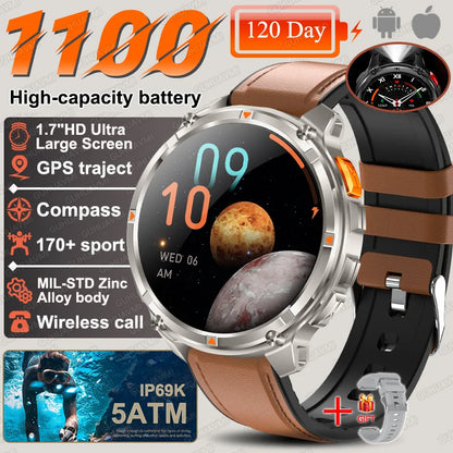 2026 New T-Rex3 Pro 1100mAh Battery Smart Watch GPS path 5ATM Waterproof Sports Run tracker Outdoors Compass Military Smartwatch