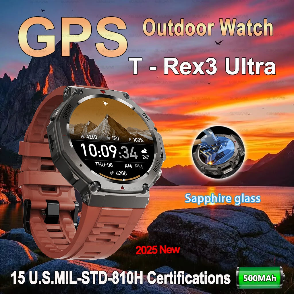 2025 NEW Outdoors Military GPS Smart Watch For Men Sports Compass Smart Watch Waterproof And Anti Drop HD Bluetooth Call Watch