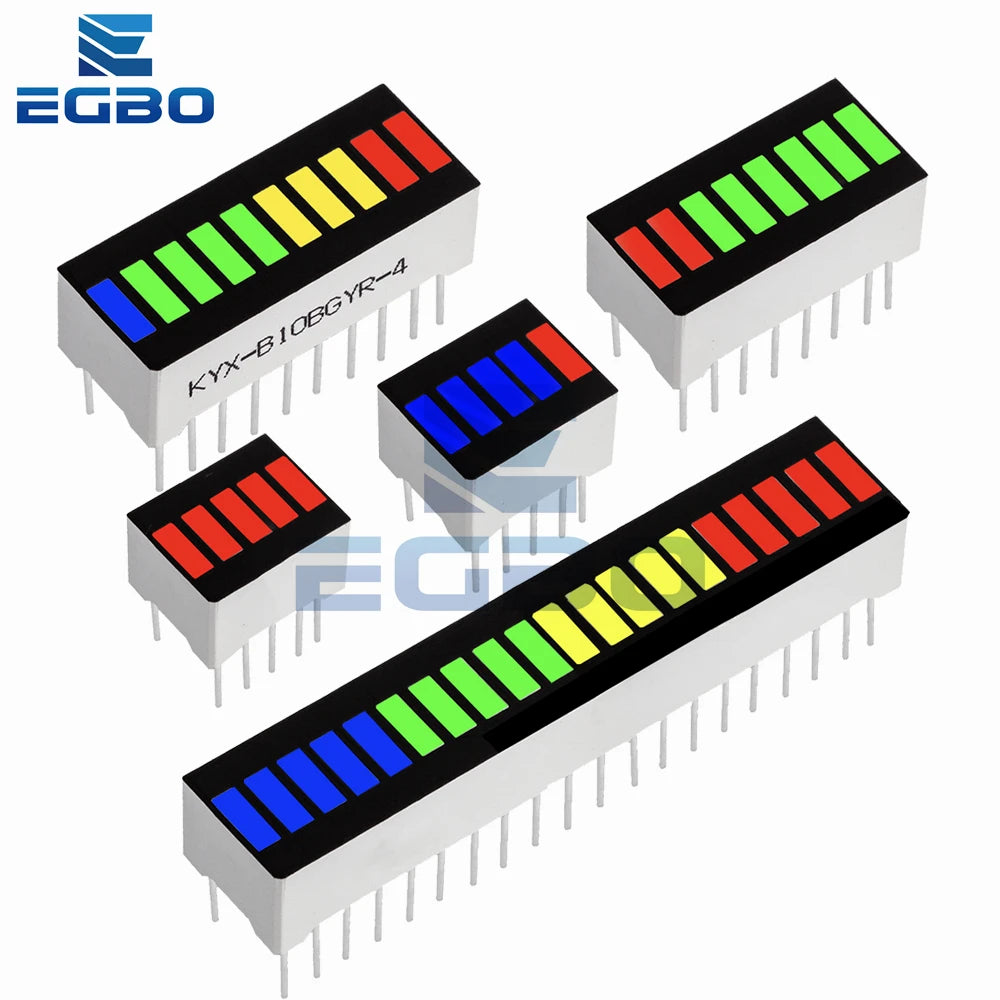 1PC 5/8/10/12/20-Segment Multicolor LED Battery Bar Indicator (Red/White/Blue) - Super Bright for DIY Power Pack Assembly