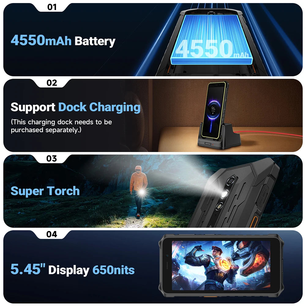 【World Premiere】Ulefone RugKing 2 Pro AI Rugged Phone Android 15 4G 128GB ROM Waterproof Smartphone NFC 5.45