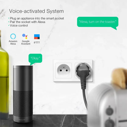 15A 3450W WiFi Smart Plug Wireless Power Socket Outlet Energy Monitoring No Hub App Remote Control EU Plug