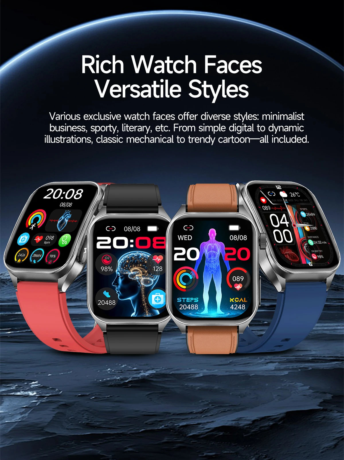 2026 New 650nm Laser Therapy Health Smartwatch Men ECG Blood Pressure Lipid Uric Acid Bluetooth Call Smart Watch For Android IOS