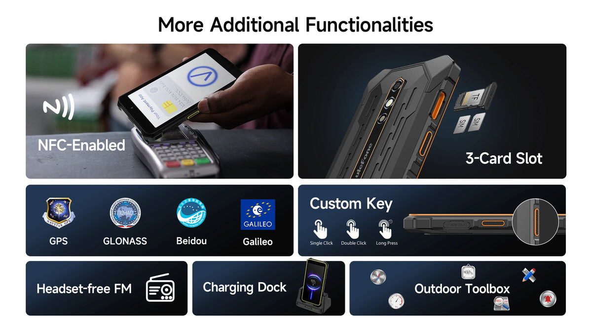 【World Premiere】Ulefone RugKing 2 Pro AI Rugged Phone Android 15 4G 128GB ROM Waterproof Smartphone NFC 5.45