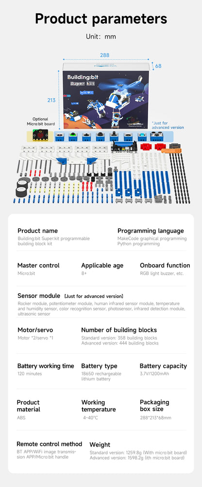 Yahboom Robot Kit Programmable 16 in 1 Building Block Kit Support Python And Makecode Programming Kids Coding for Microbit V2 V1