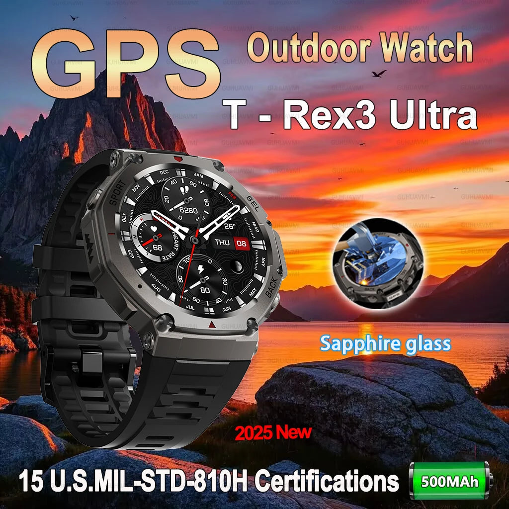 2025 NEW Outdoors Military GPS Smart Watch For Men Sports Compass Smart Watch Waterproof And Anti Drop HD Bluetooth Call Watch