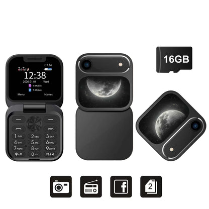 2026 New SERVO i17Air 2G Mini Foldable Mobile Phone Dual SIM Speed Dial Blacklist Flashlight Call Record Flip Cellphone FM Radio