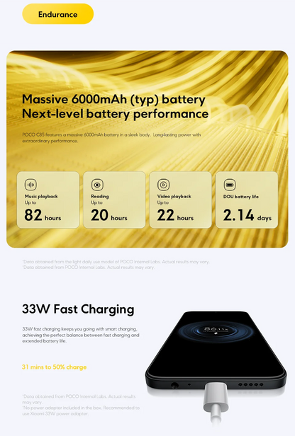 【World Premiere】POCO C85 Global Version Smartphone 128/256GB Helio G81-Ultra 6000mAh battery 6.9" display 50MP Camera 33W NFC