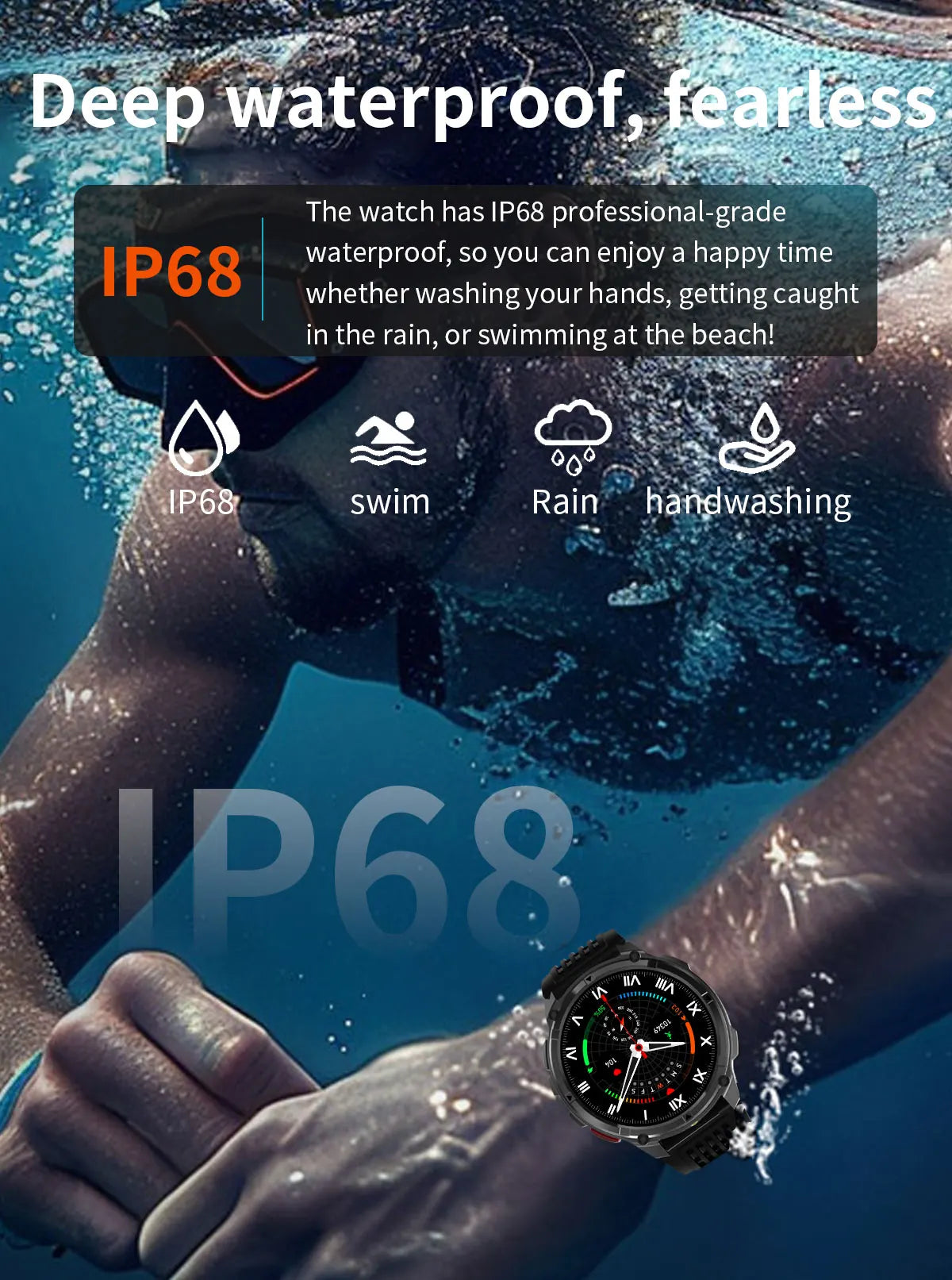 2026 New Military 1100mAh Battery Outdoor Sports SmartWatch Men Compass Flashlight GPS trackr 10ATM Waterproof Fitness Bracelet