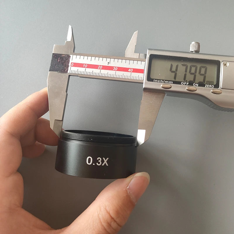 0.3X Barlow Lens Objective Microscope Auxiliary Objective Lens Mounting Thread 48mm Working Distance 250mm