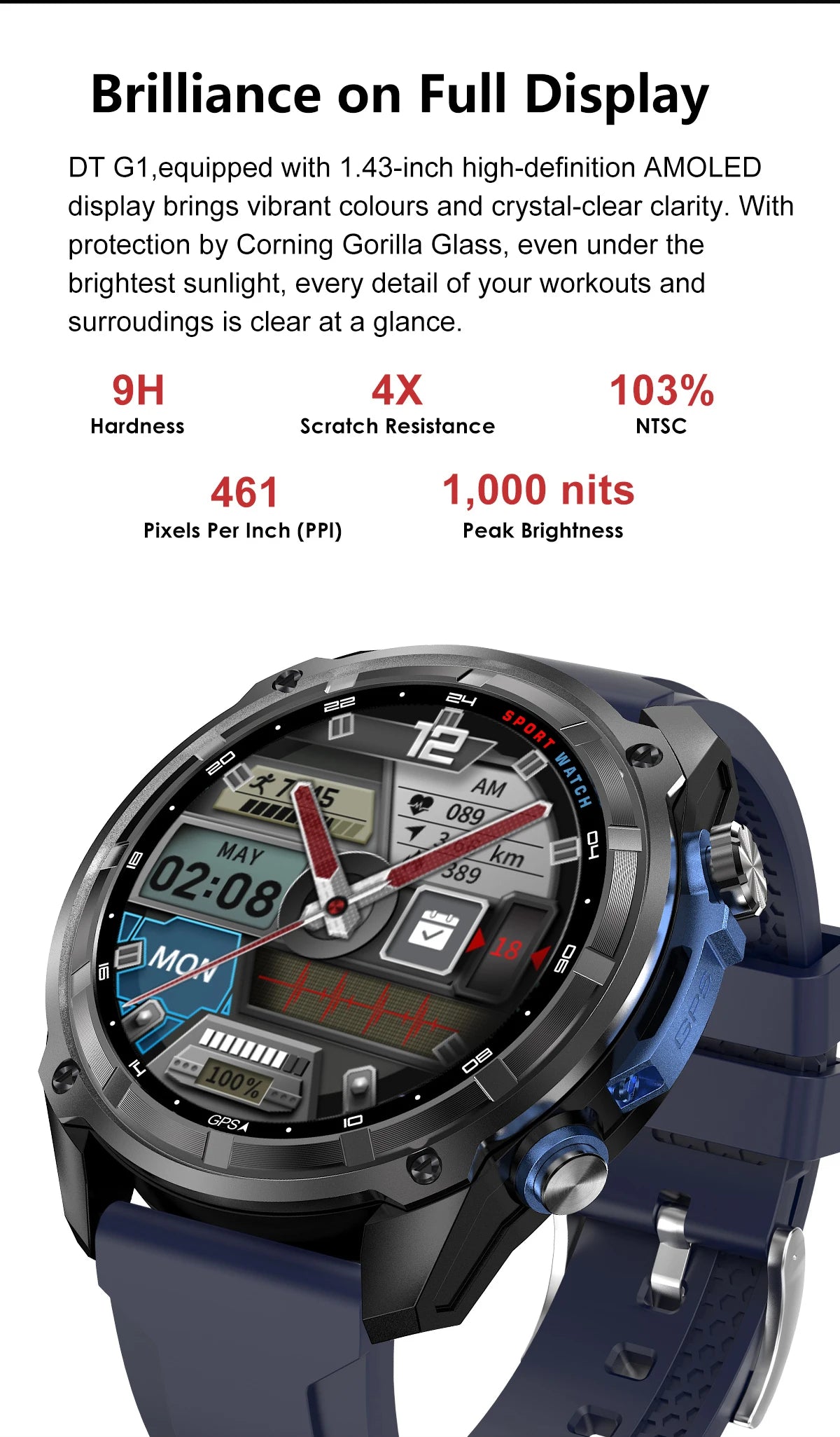 2025 New Military GPS Sports Smartwatches Men 5ATM Waterproof Fitness Tracker 4GB Memory Offline Maps 860Mah Battery Smart Watch