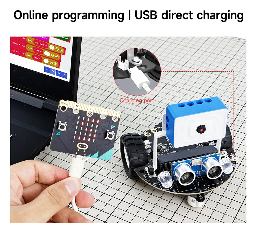 Yahboom Tiny:bit Plus Microbit Robot Car With ESP32 WiFi Camera Module Support APP FPV Control Programmable Toy Kids Coding