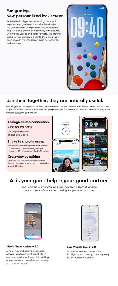 2025 New VIVO X300 Chinese Version Smartphone MediaTek Dimensity 9500 6.31'' 120Hz AMOLED Screen 6040mAh Battery Support NFC