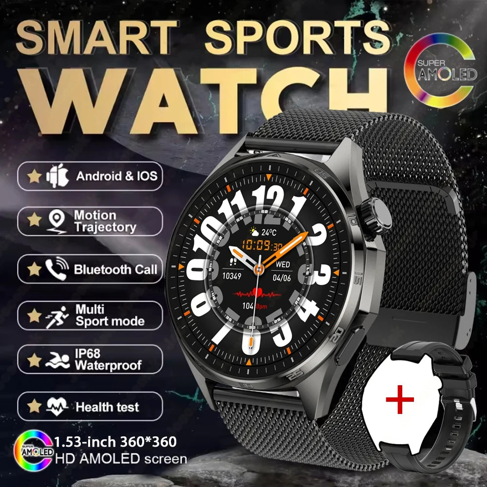 2026 New Watch 6 NFC Bluetooth Call Smart Watches Men GPS Tracking Sports Fitness IP68 Waterproof 1.53inch AMOLED Smartwatch