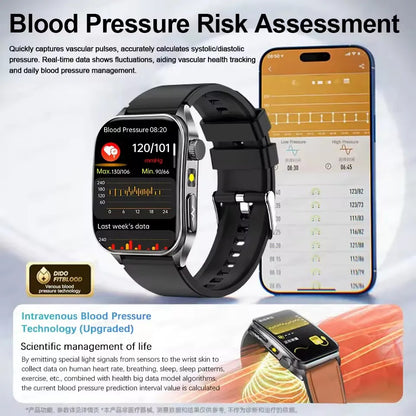 2026 New 650nm Laser Therapy Health Smartwatch Men ECG Blood Pressure Lipid Uric Acid Bluetooth Call Smart Watch For Android IOS