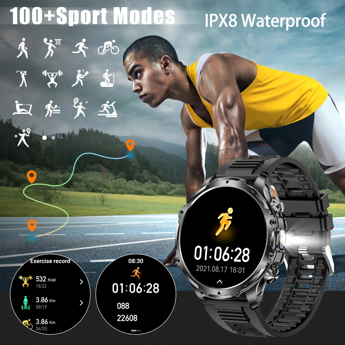 2025 New Men's Outdoor Sports Smart Watch 1.9