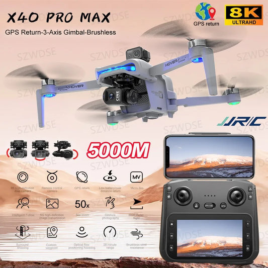X40 GPS Drone Professional 4K Camera 3-axis gimbal Aerial Optional Obstacle Avoidance Brushless 5G WIFI FPV RC Quadcopter Toys