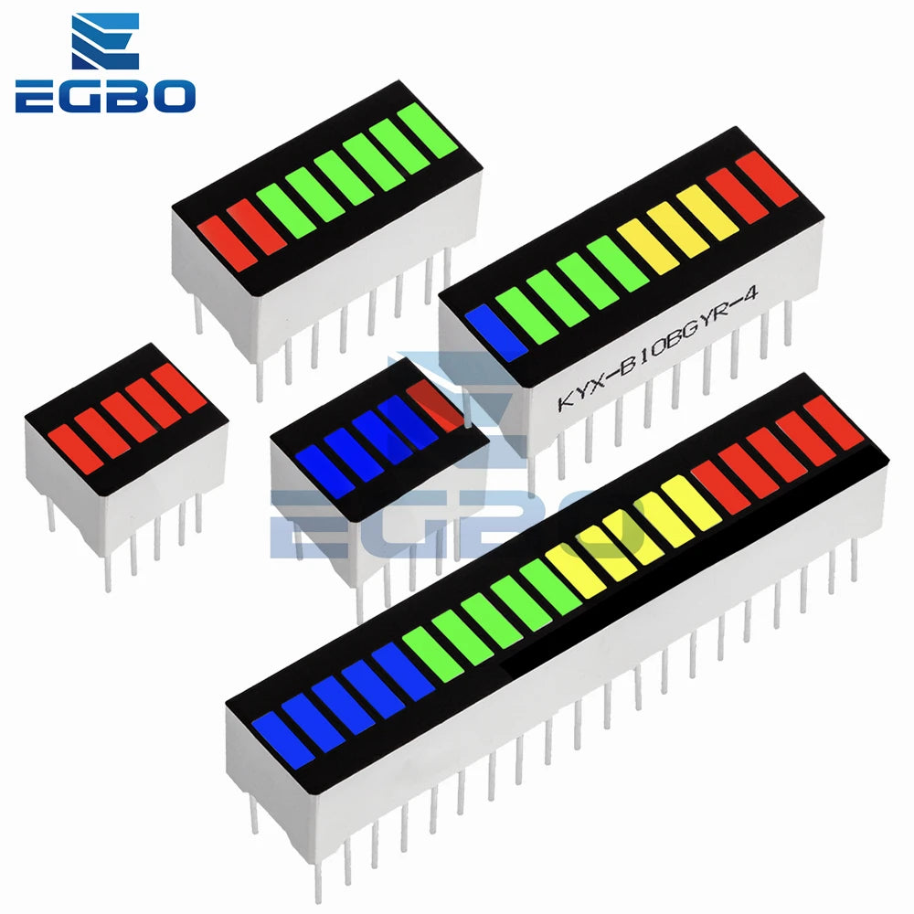 1PC 5/8/10/12/20-Segment Multicolor LED Battery Bar Indicator (Red/White/Blue) - Super Bright for DIY Power Pack Assembly