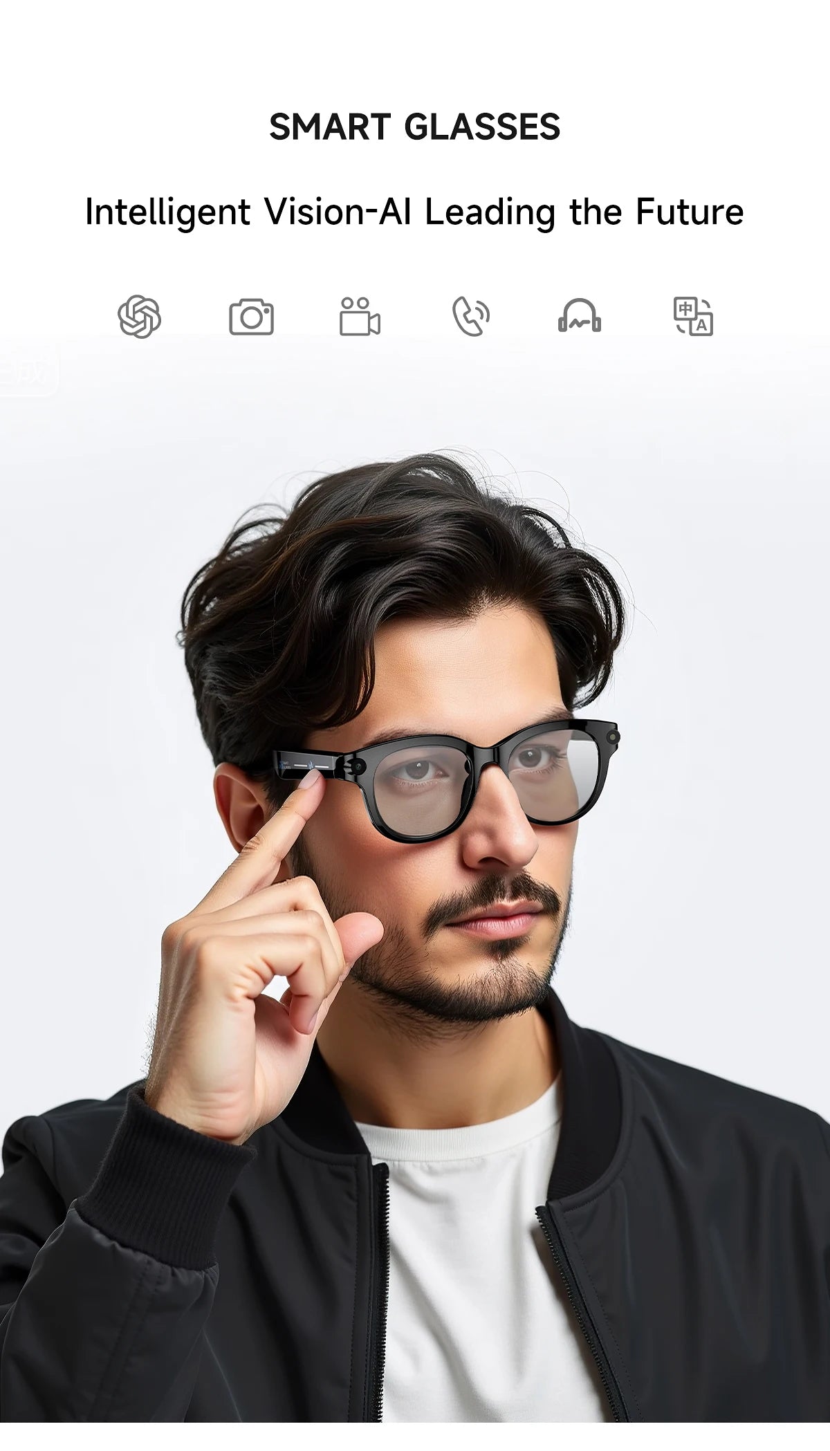 2026 AI Smart Glasses 200W HD Camera 1080P Translation AI Voice Assistant Music Playback LED Flashlight Men Women Smart Glasses