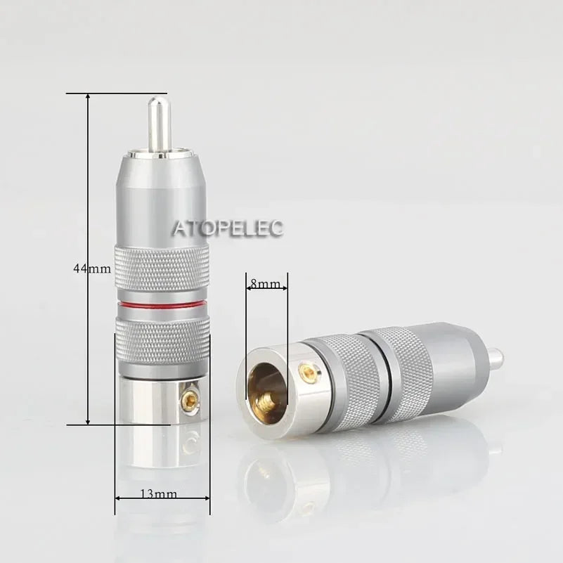 1 pair VIBORG 99.998% Pure Red Copper RCA Male Plug Connector Rhodium Plated Hi-Fi Audio VR107R