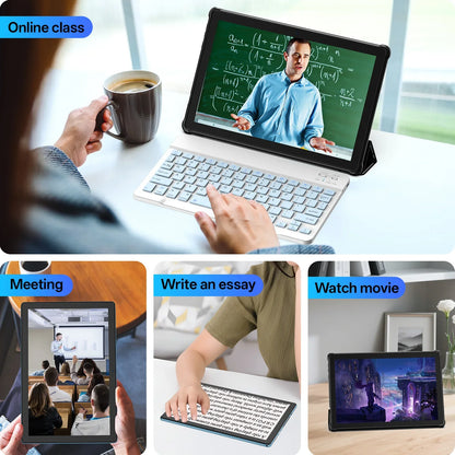 10-inch tablet PC, Android 15 system, quad-core processor, 12 (3+9) GB + 64GB storage, expandable up to 1TB, supports WiFi 6,
