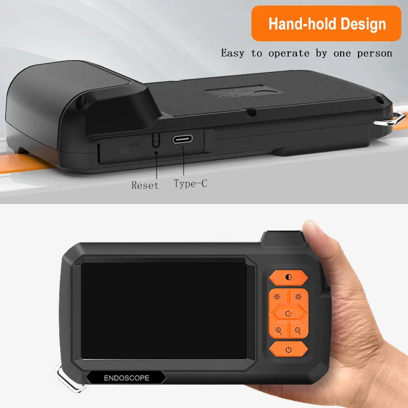 1-100m Cable Endoscope Camera With 4.3'' IPS Screen Split Design 8mm Waterproof Borescope Inspection Pipe Car Engine Sewer 2600m