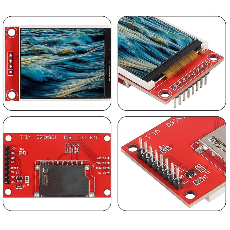 1.8-inch SPI TFT LCD display module ST7735 128 × 160 TFT LCD screen protector 3.3V 5.5V 51/AVR/STM32/ARM 8/16 bit