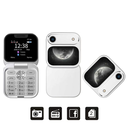 2026 New SERVO i17Air 2G Mini Foldable Mobile Phone Dual SIM Speed Dial Blacklist Flashlight Call Record Flip Cellphone FM Radio