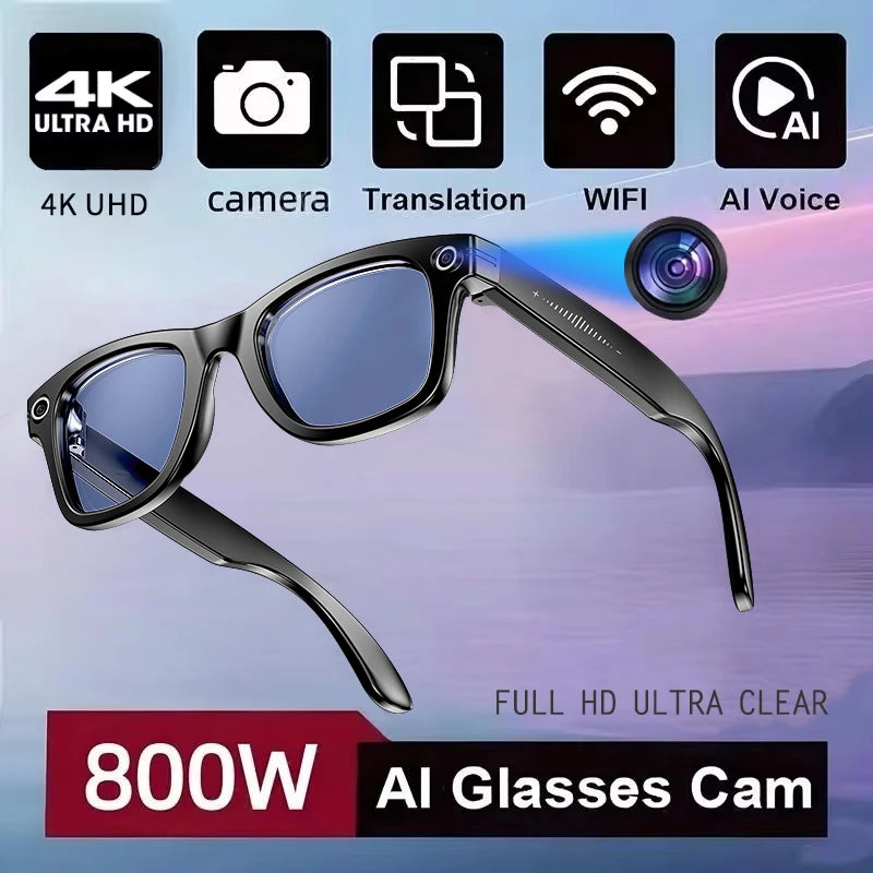 World Premiere 2026 New AI Shooting Glasses 4K HD 800W Pixels Camera Bluetooth Call Voice Assistant AI Translation Smart Glasses