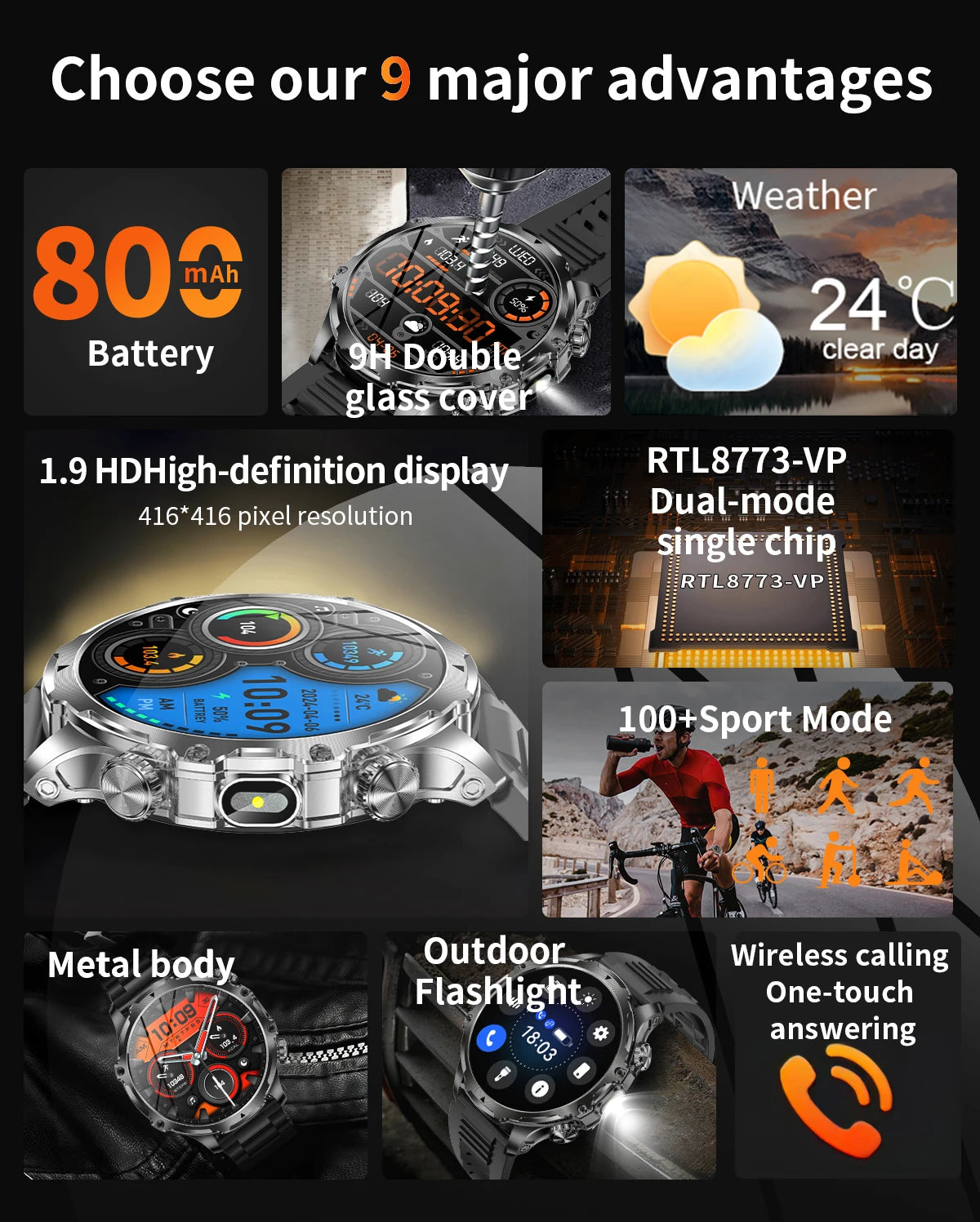2025 New Men's Outdoor Sports Smart Watch 1.9