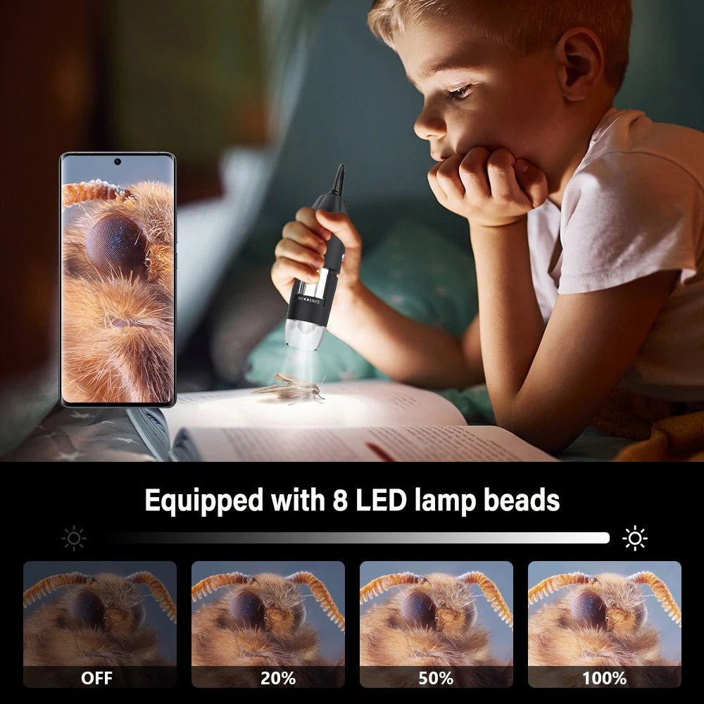 1600X 3in 1 Digital Microscope Camera with 8LEDs Portable Electronic Microscope For Soldering Cell Phone Repair LED Magnifier