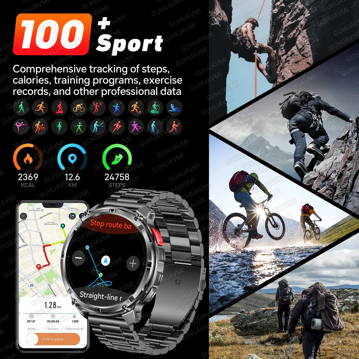 2026 New T-Rex3 Pro 1100mAh Battery Smart Watch GPS path 5ATM Waterproof Sports Run tracker Outdoors Compass Military Smartwatch
