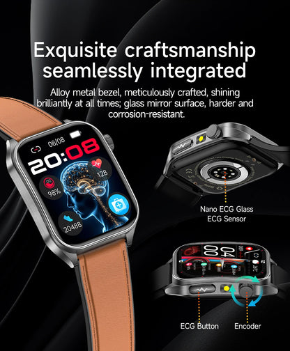 2026 New 650nm Laser Therapy Health Smartwatch Men ECG Blood Pressure Lipid Uric Acid Bluetooth Call Smart Watch For Android IOS