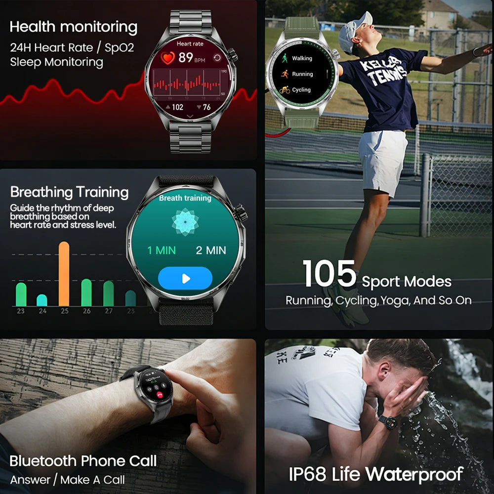 2026 New Watch 6 NFC Bluetooth Call Smart Watches Men GPS Tracking Sports Fitness IP68 Waterproof 1.53inch AMOLED Smartwatch