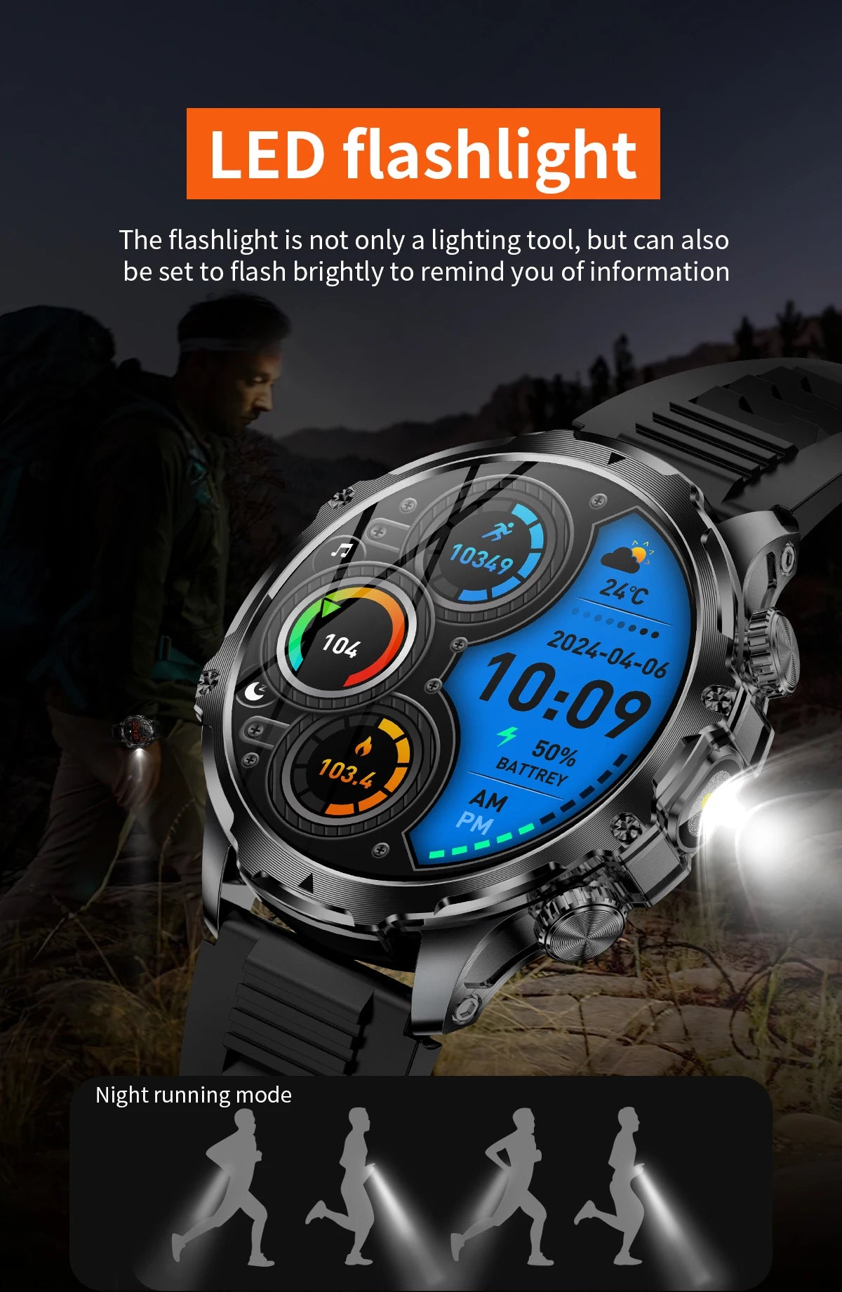 2025 New Men's Outdoor Sports Smart Watch 1.9" HD Touch Screen 800mAh Battery Life 100+ Sports Mode Fitness IPX8 Waterproof