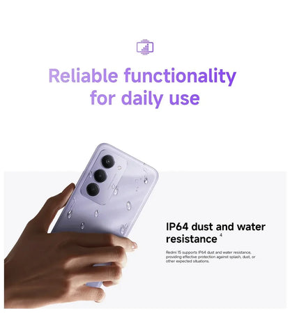 【Brand+】Redmi 15 Global Version Smartphone 6.9" 50MP 7000mAh battery 33W fast charging IP64 Snapdragon® 685 Mobile Platform