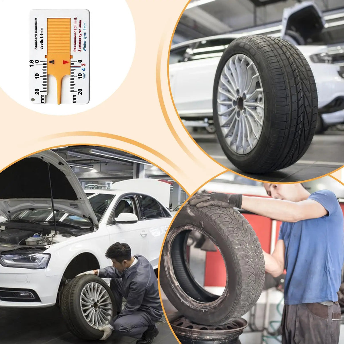 1pcs Tyre Tread Depth Depthometer Car Wheel Tread Depthometer Tread Ruler Wheel Measure Tool Plastic Measure Tools